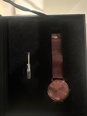 Women's Rose Gold Purple Mesh Strap Watch – Elegant Minimalist Design